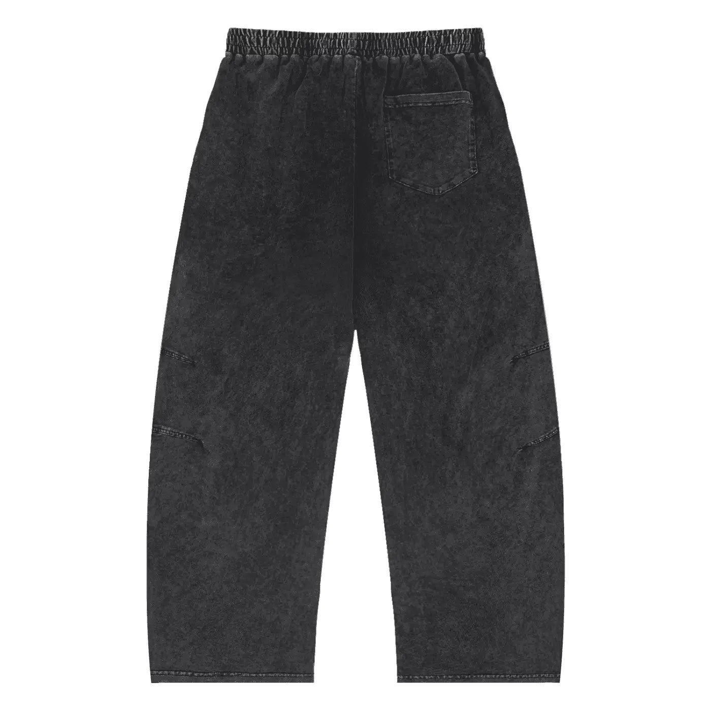 Black pants with 'ETHER' and 'REAL' text on a white background