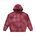 Akin Sunfaded Dark Red Frayed Fleece Hoodie