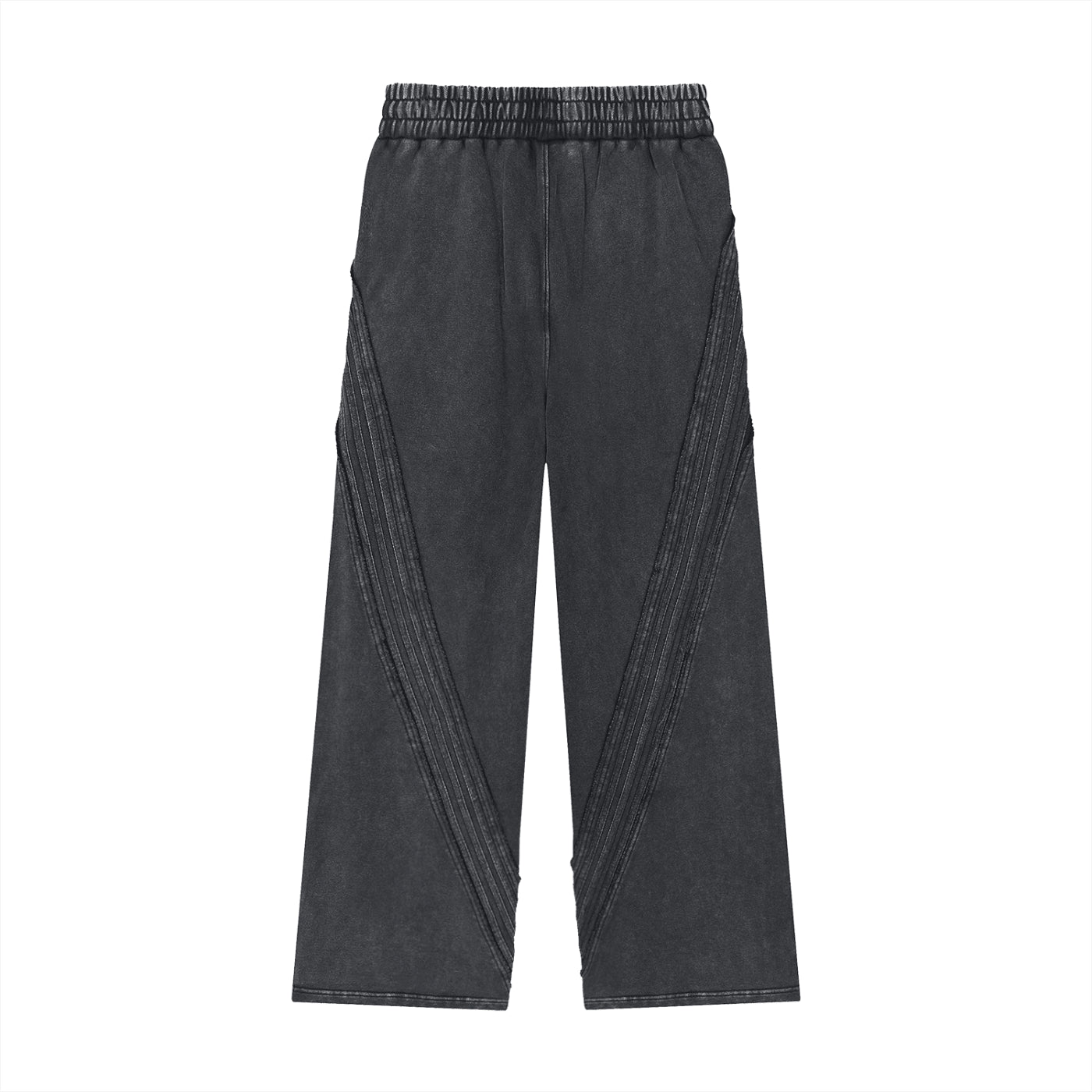 Black pants with pleated design on a white background