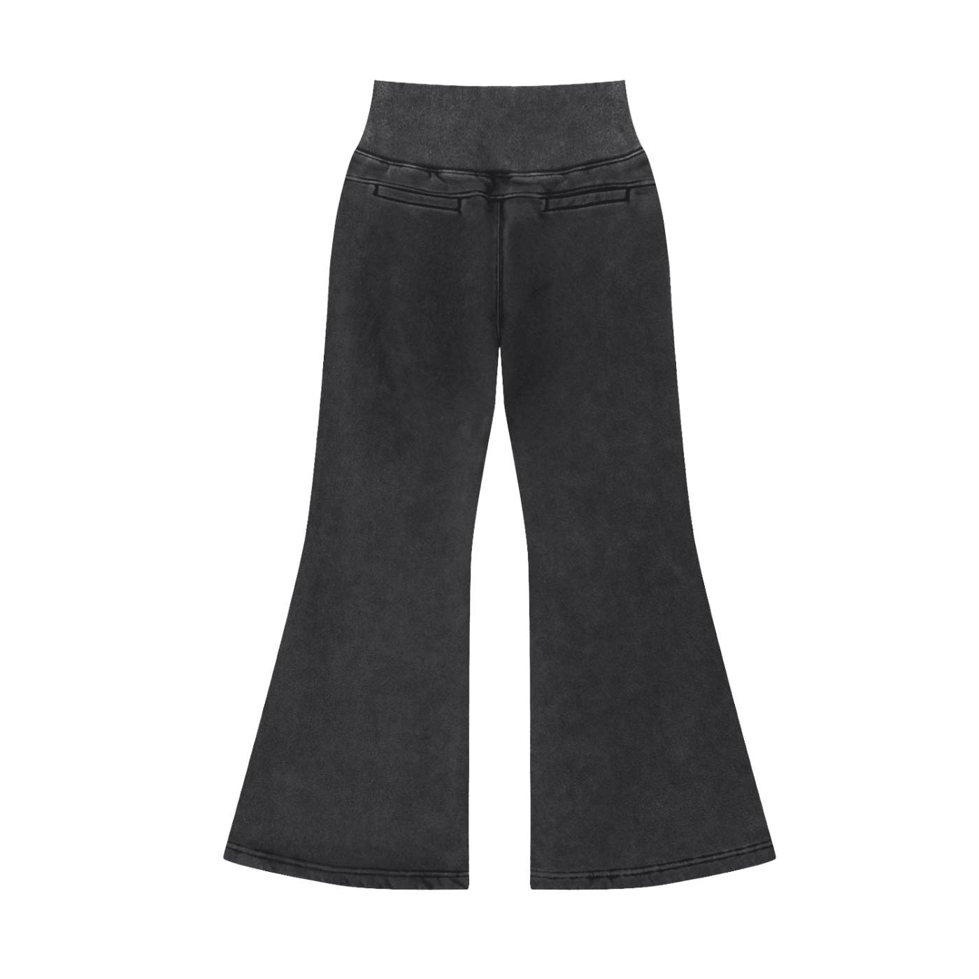 Black flared pants on a white background