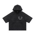 Black hoodie with a logo on a white background