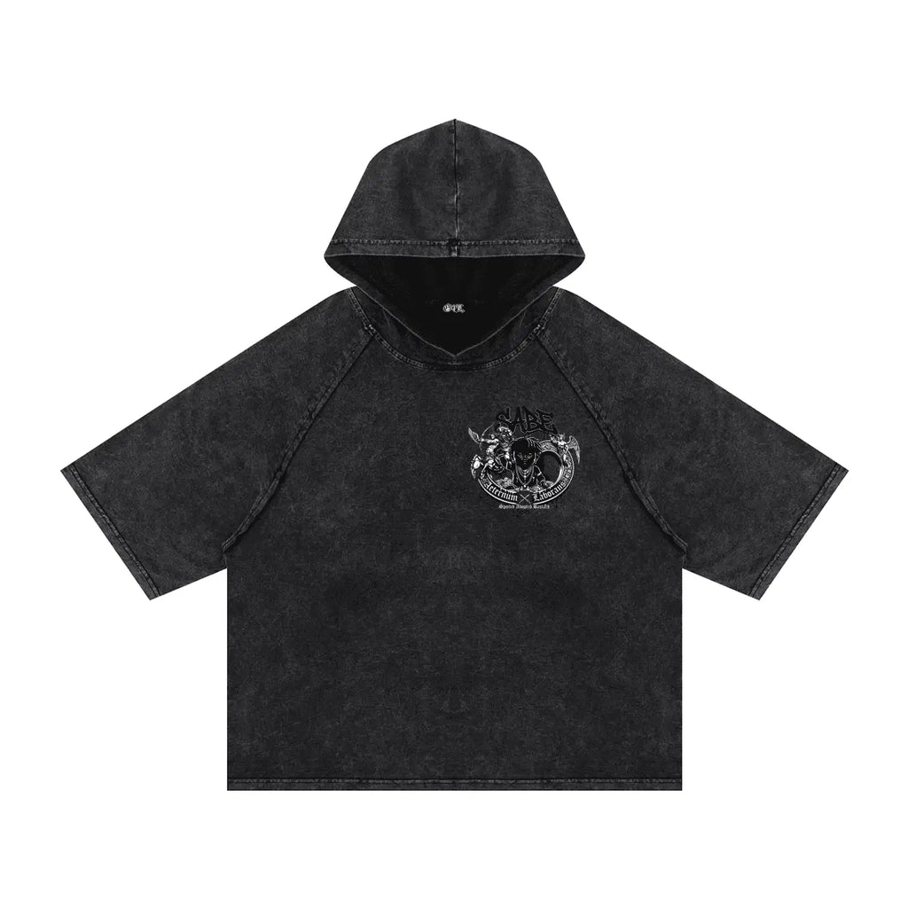 Black hoodie with a logo on a white background