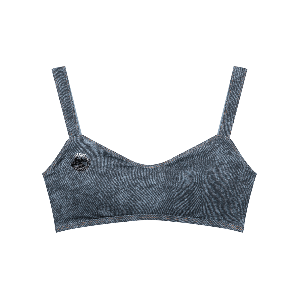 Blue sports bra on a white background
