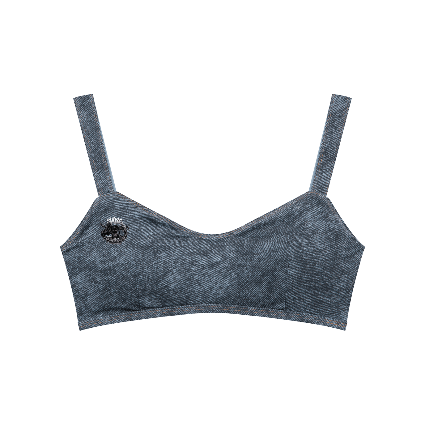 Blue sports bra on a white background