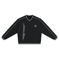 Black Color Block V-Neck Sweatshirt