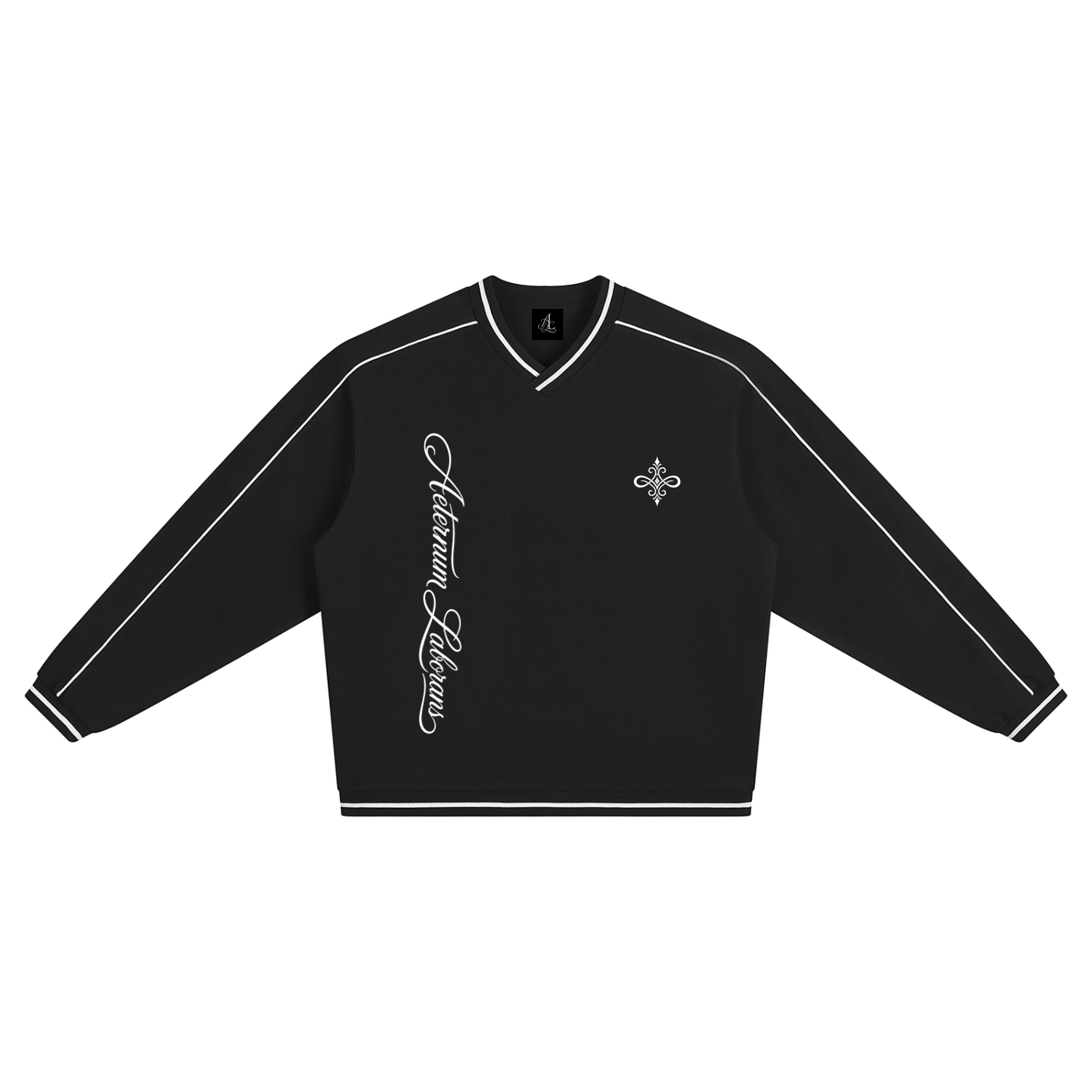 Black Color Block V-Neck Sweatshirt