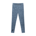 Blue leggings with a logo on a white background