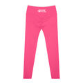 Pink leggings with 'Frazzled Elegance' branding on a white background