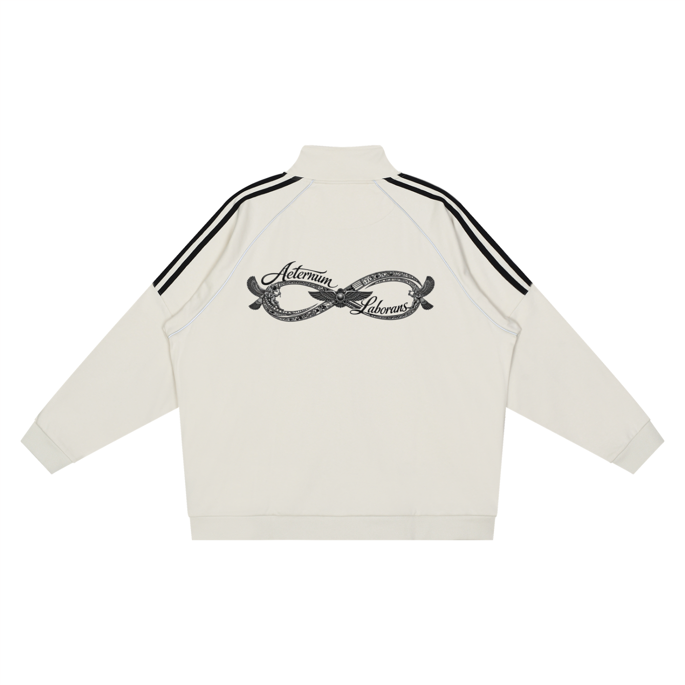 Grayish White Reflection Striped Raglan Sleeve Jacket