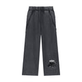 Black pants with a logo on a white background