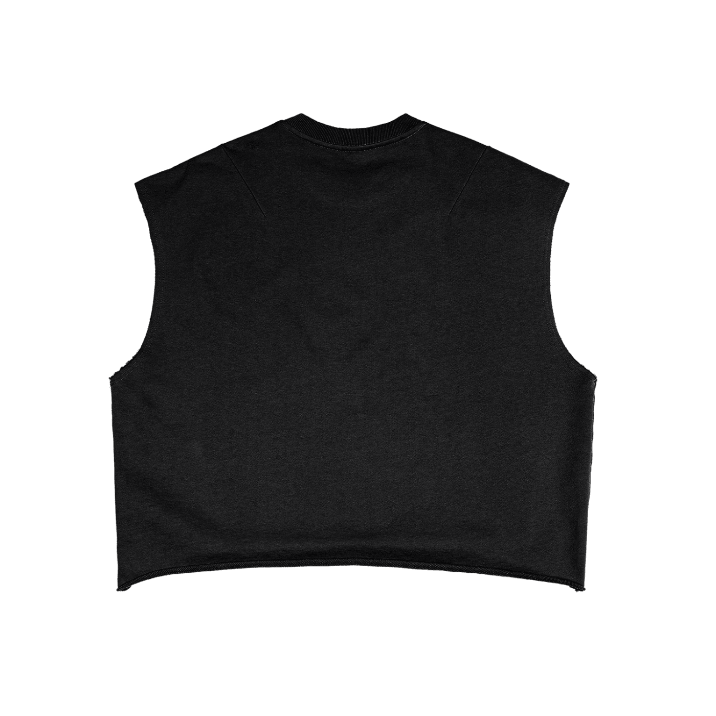 Black sleeveless top on a white background