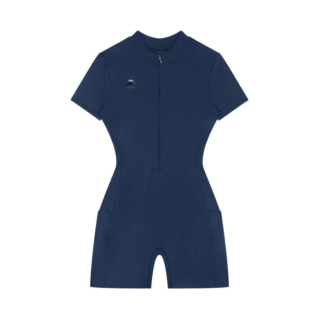 Navy blue wetsuit on a white background