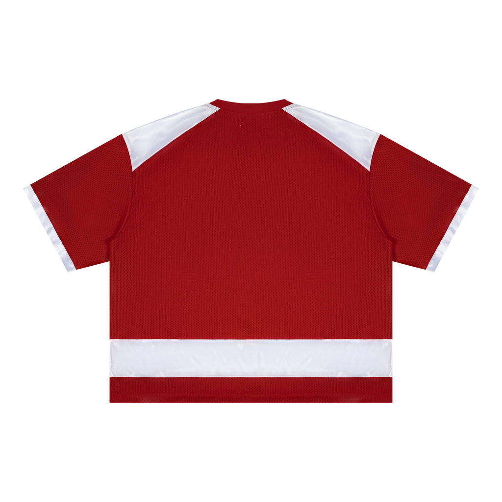 Red Raglan Sleeve Mesh Boxy T-Shirt