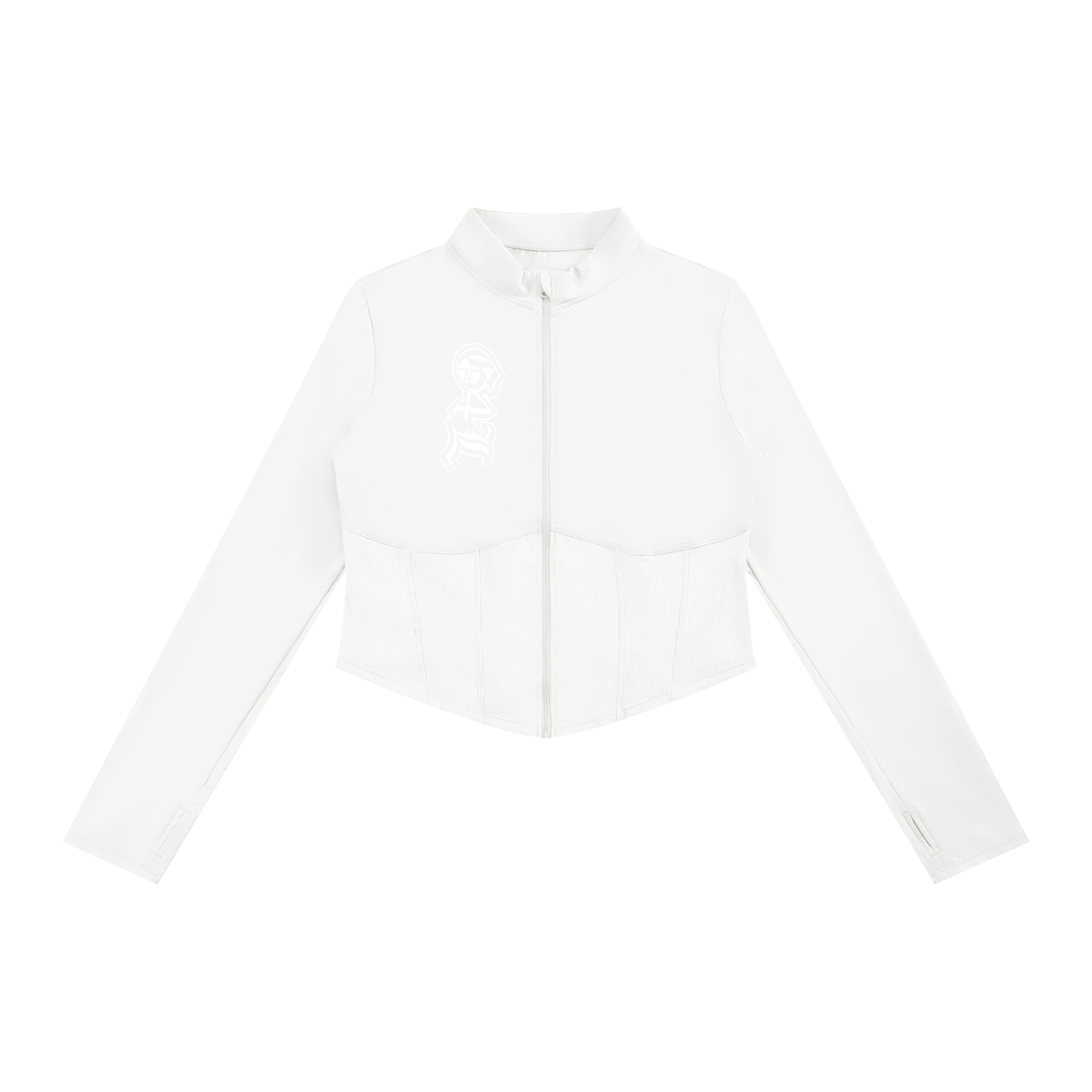 White blouse with long sleeves on a white background