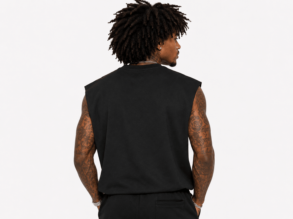Black French Terry Boxy Tank Top
