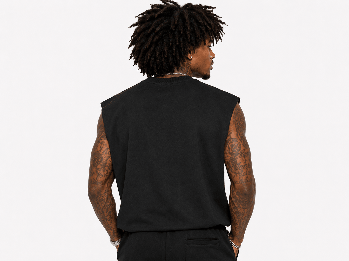Black French Terry Boxy Tank Top