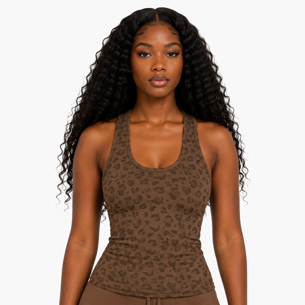 Brown Leopard Print Tank Top