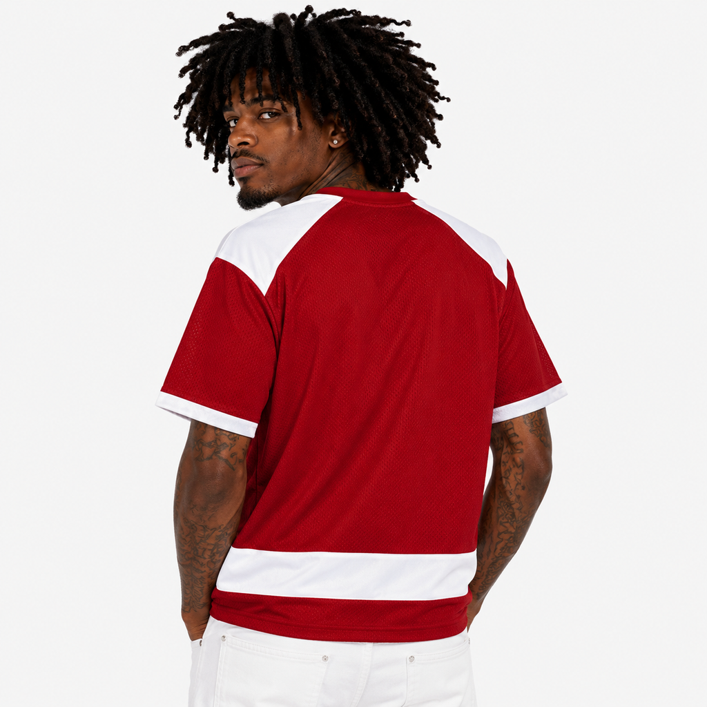 Red Raglan Sleeve Mesh Boxy T-Shirt