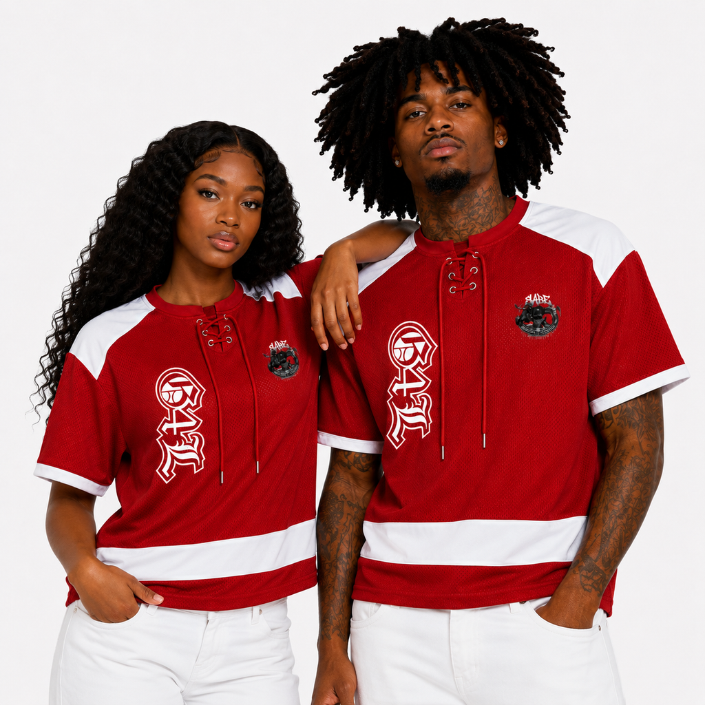 Red Raglan Sleeve Mesh Boxy T-Shirt