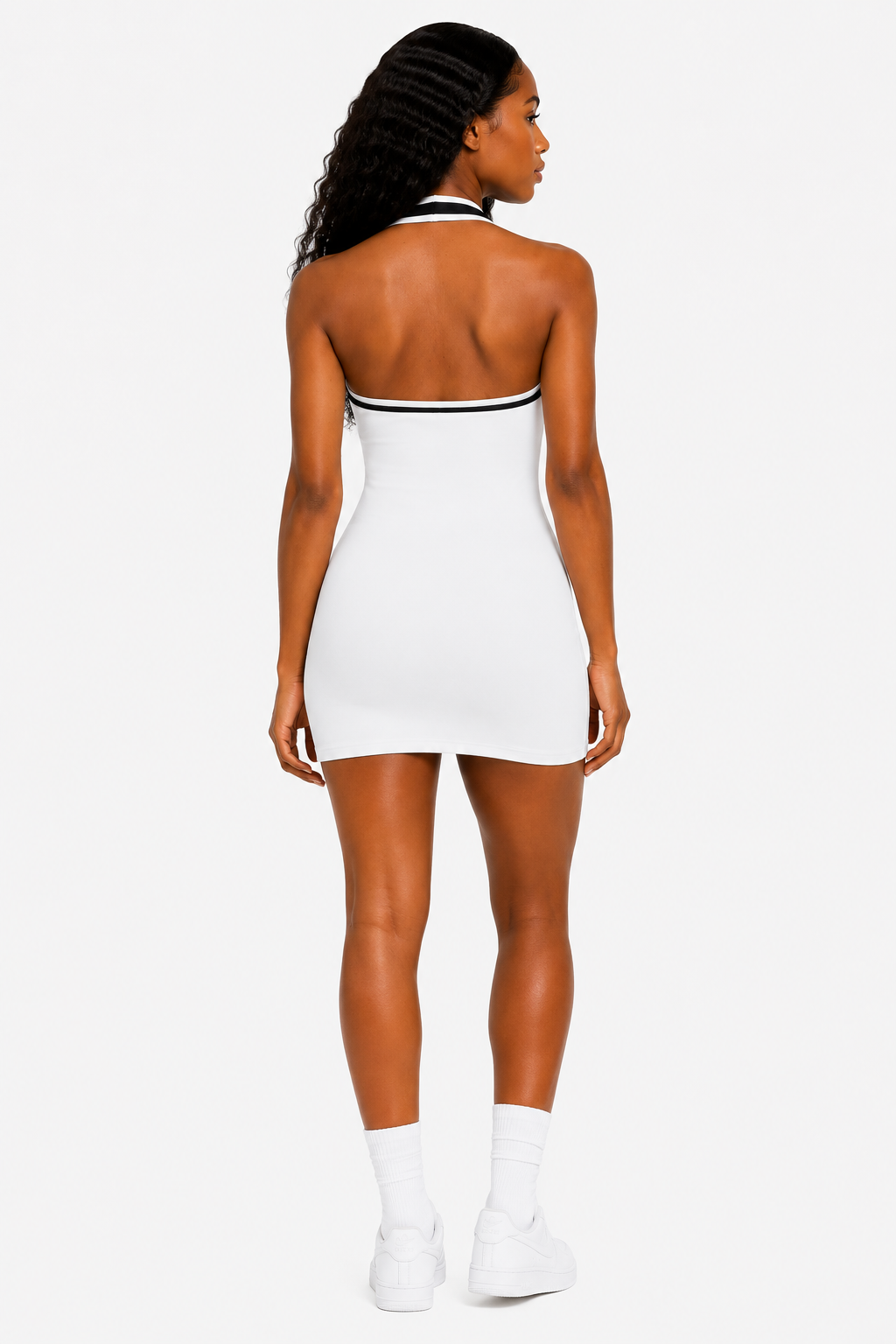 White Binding Tight Halter Dress