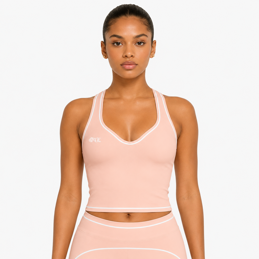 Light Pink Topstitching Yoga Tank Top