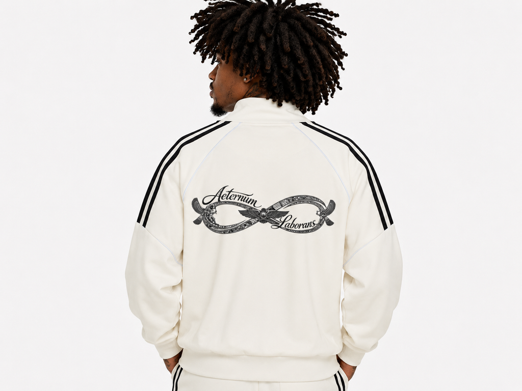 Grayish White Reflection Striped Raglan Sleeve Jacket