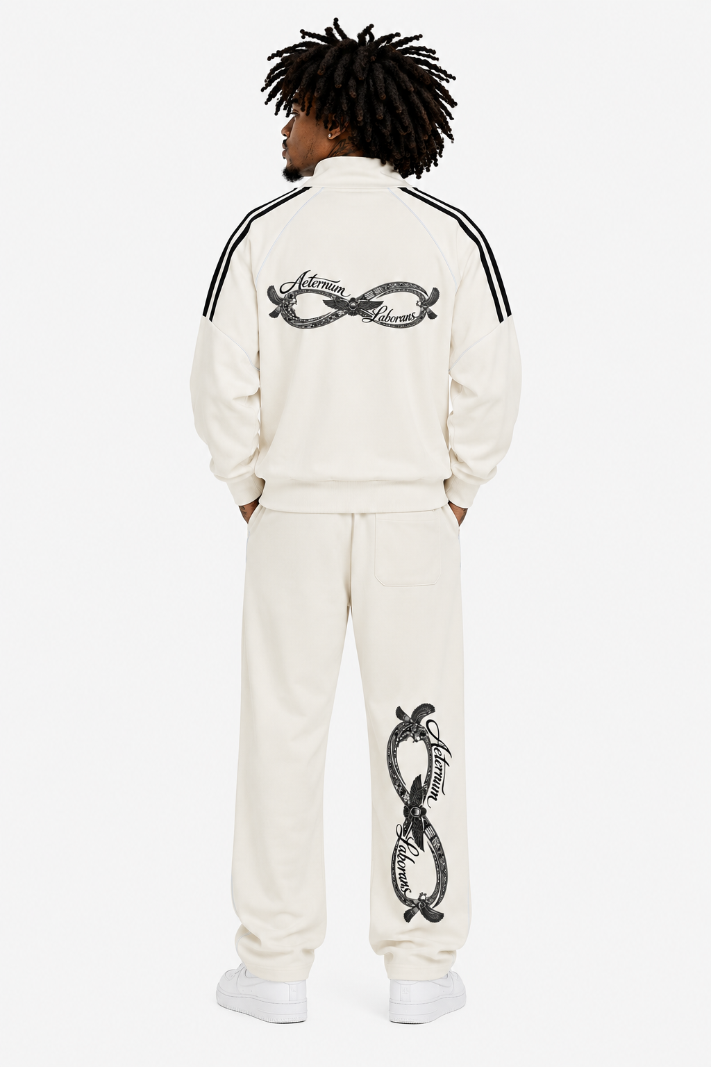 Grayish White Reflection Striped Raglan Sleeve Jacket
