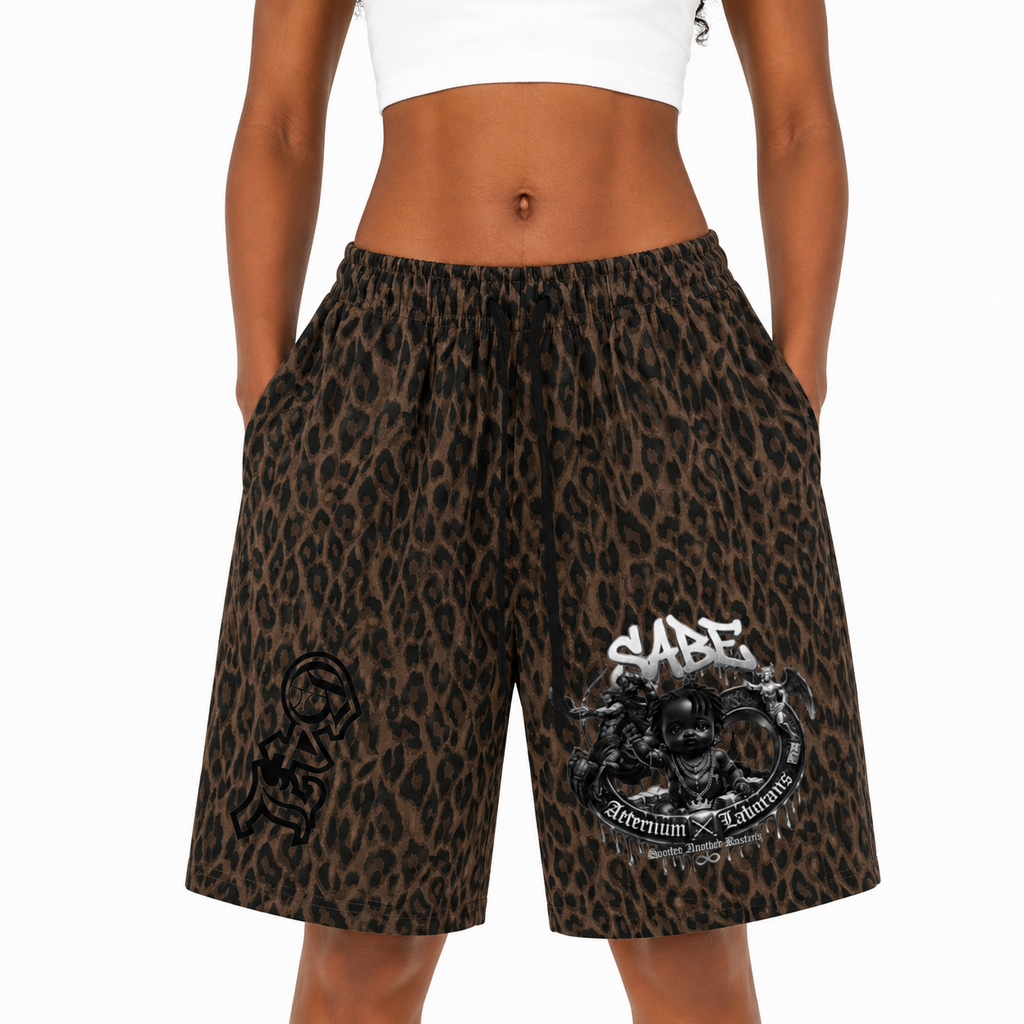 Heavyweight Leopard Drawstring Shorts