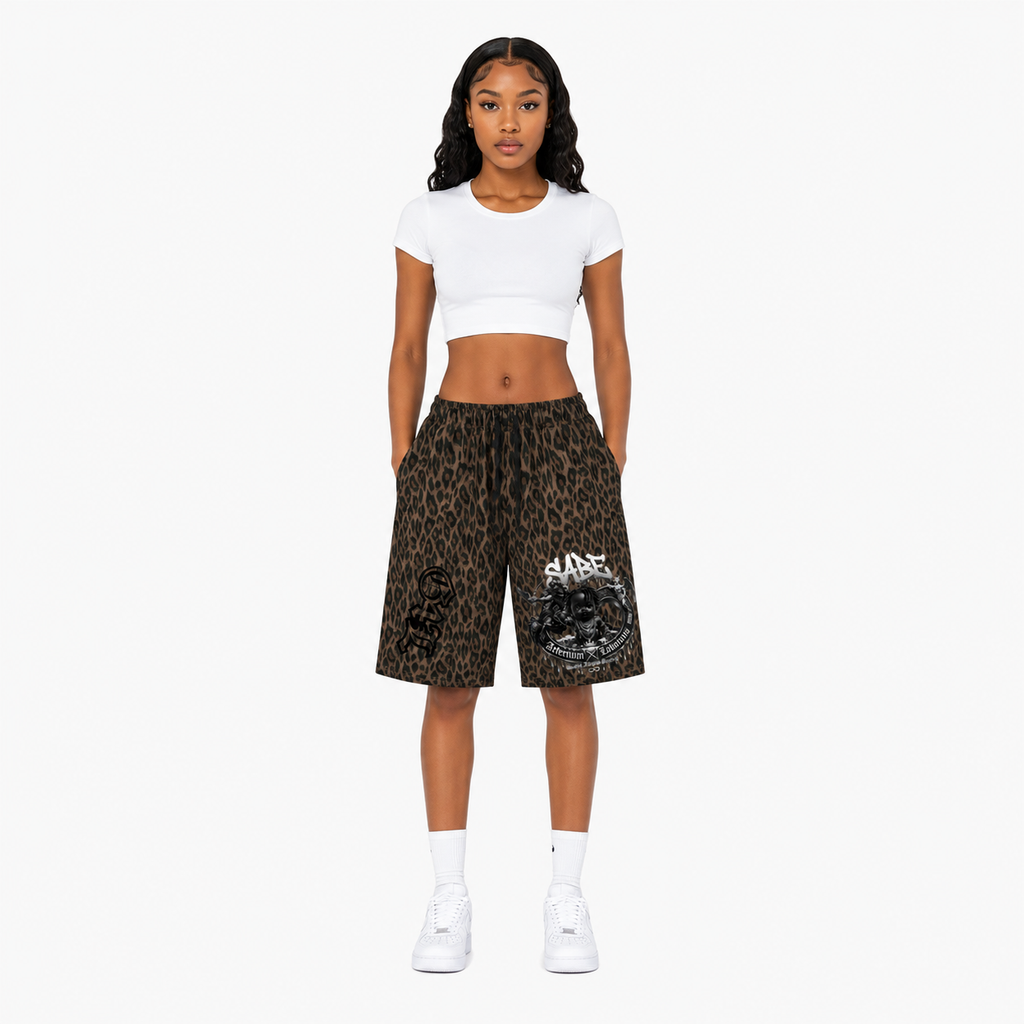 Heavyweight Leopard Drawstring Shorts