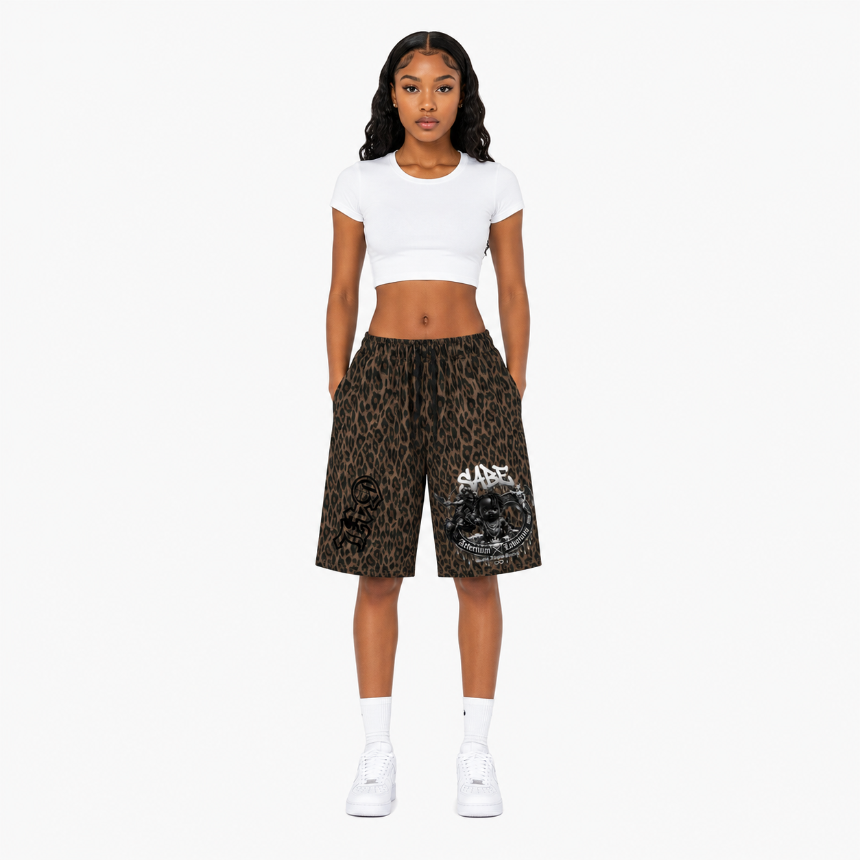 Heavyweight Leopard Drawstring Shorts