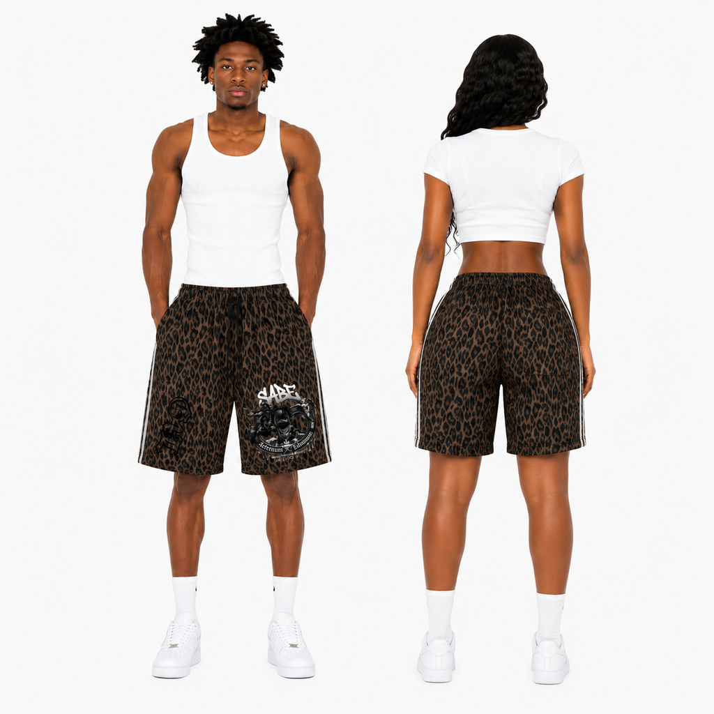 Heavyweight Leopard Drawstring Shorts