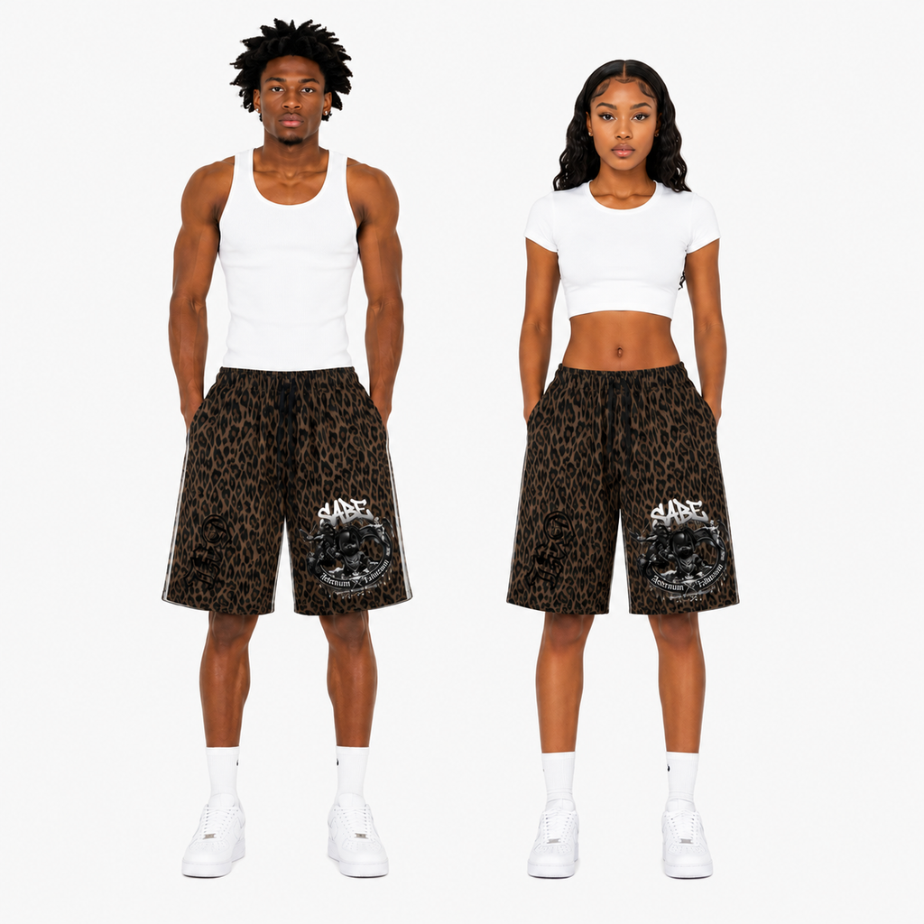 Heavyweight Leopard Drawstring Shorts
