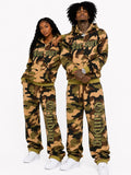 Two people wearing matching camouflage tracksuits with 'Forever' text on a white background