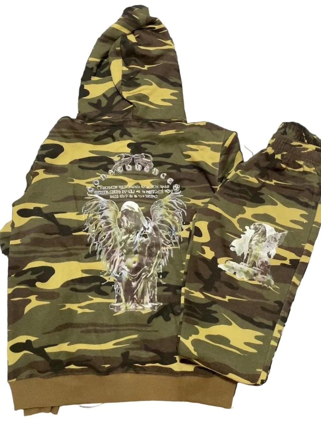 Camouflage hoodie with a clear eagle design on a white background