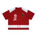 Red Raglan Sleeve Mesh Boxy T-Shirt