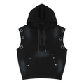 Black Vintage Wash Sun Fade Sleeveless Hoodie