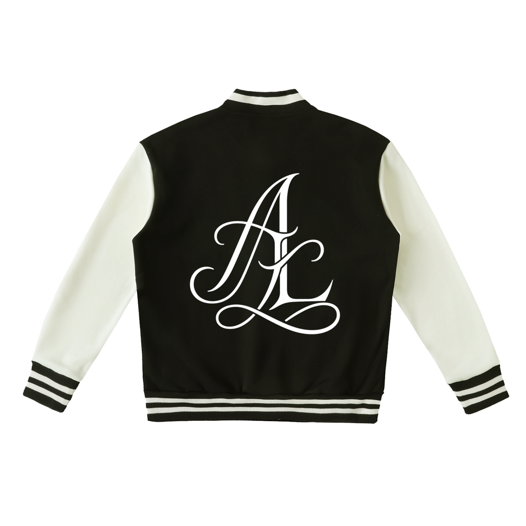 Black Two-Tone Fleeced Varsity Jacket