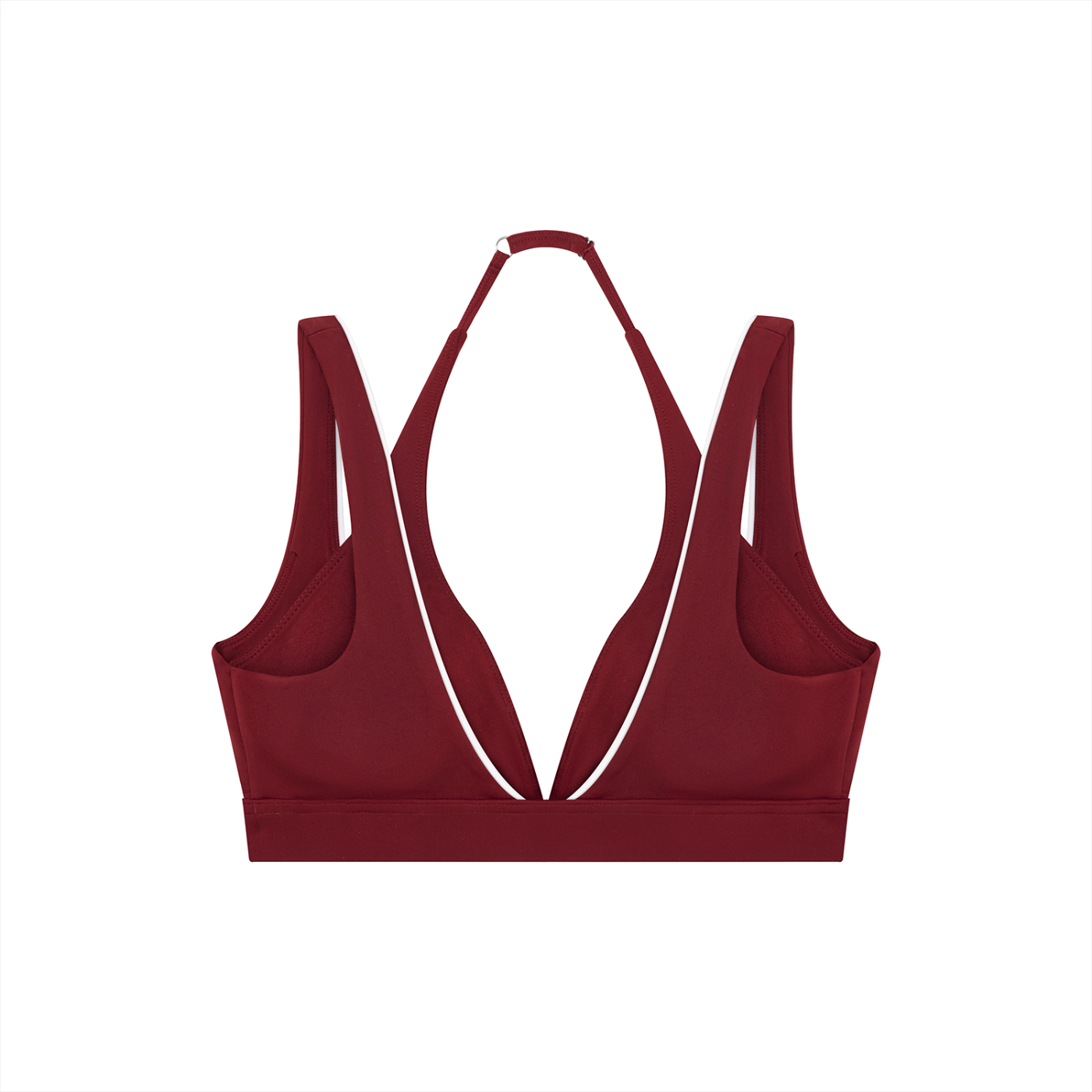 Red sports bra on a white background