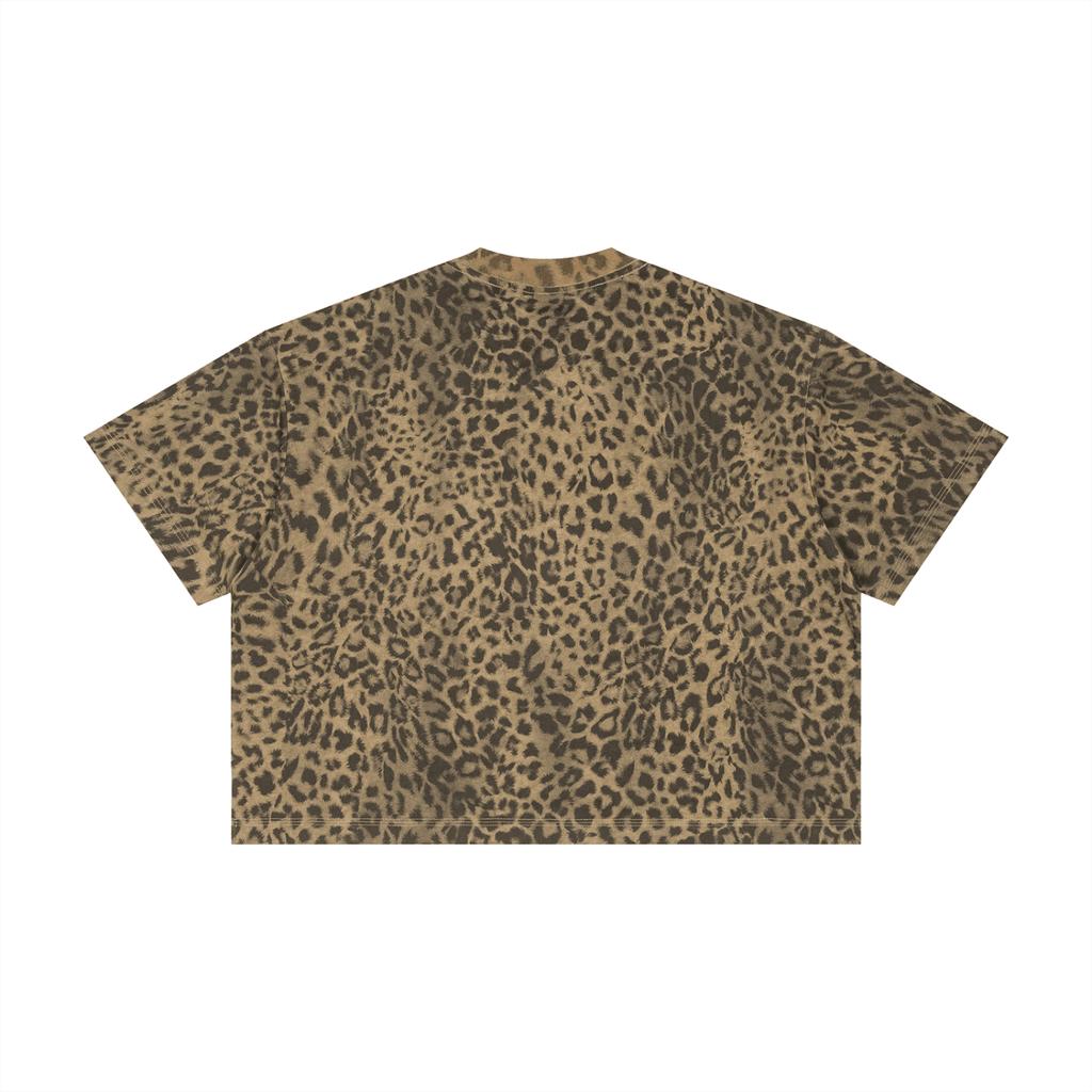 Leopard print t-shirt on a white background