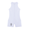 White Quarter-Zip Yoga Romper