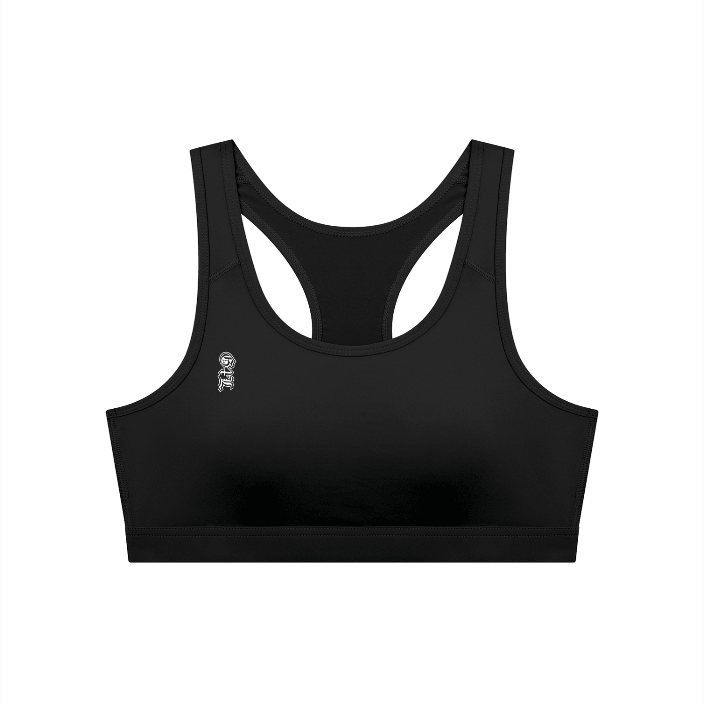 Black sports bra on a white background